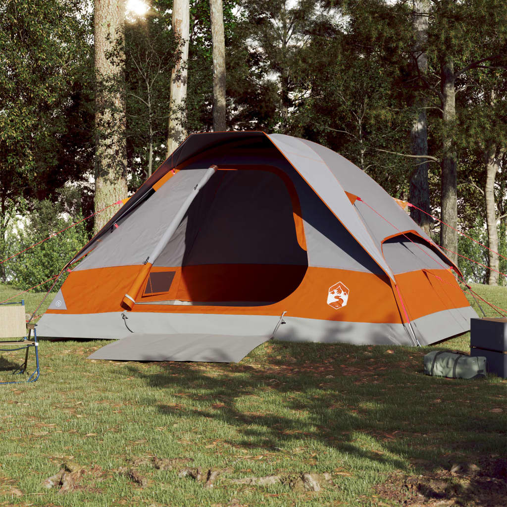 Shop the vidaXL Camping Tent Dome 4-Person Grey and Orange Waterproof - Best Price Guaranteed 4 Man Tent Cosy Camping Co.   
