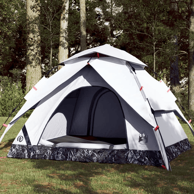 vidaXL Camping Tent Dome 3-Person - White Blackout Fabric, Quick Release 3 Man Tent Cosy Camping Co. White  