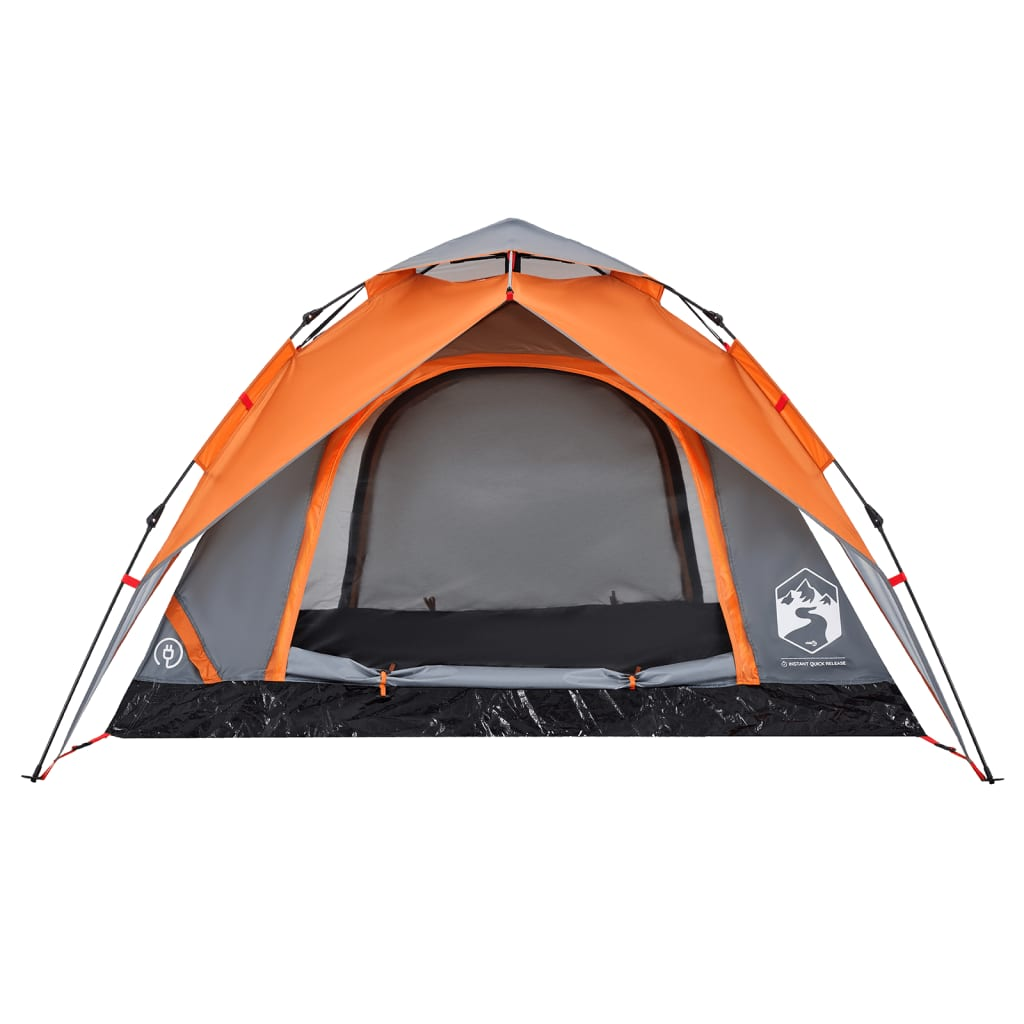 vidaXL Camping Tent Dome 4-Person Grey and Orange Quick Release - Stay Dry and Comfortable on Your Adventures 4 Man Tent Cosy Camping Co.   