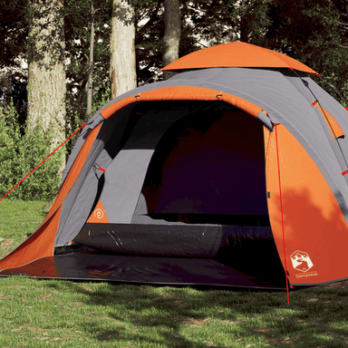 vidaXL Camping Tent Dome 3-Person Grey and Orange Quick Release 3 Man Tent Cosy Camping Co. Grey  