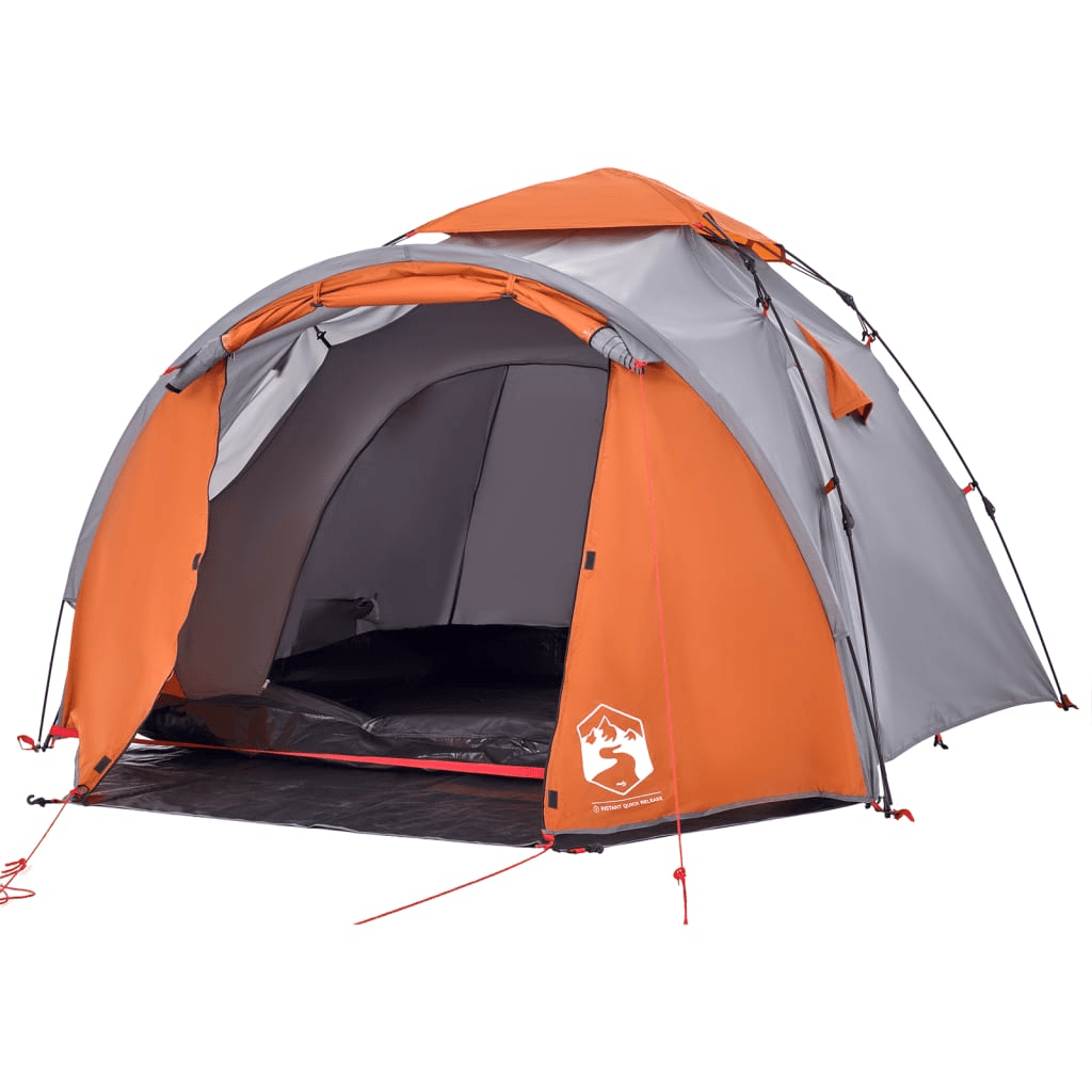 vidaXL Camping Tent Dome 3-Person Grey and Orange Quick Release 3 Man Tent Cosy Camping Co.   