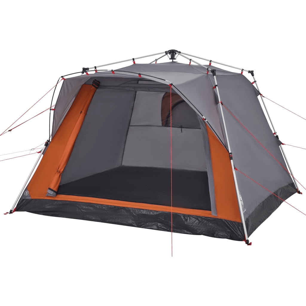 vidaXL Camping Tent Cabin 4-Person Grey and Orange Quick Release 4 Man Tent Cosy Camping Co.   
