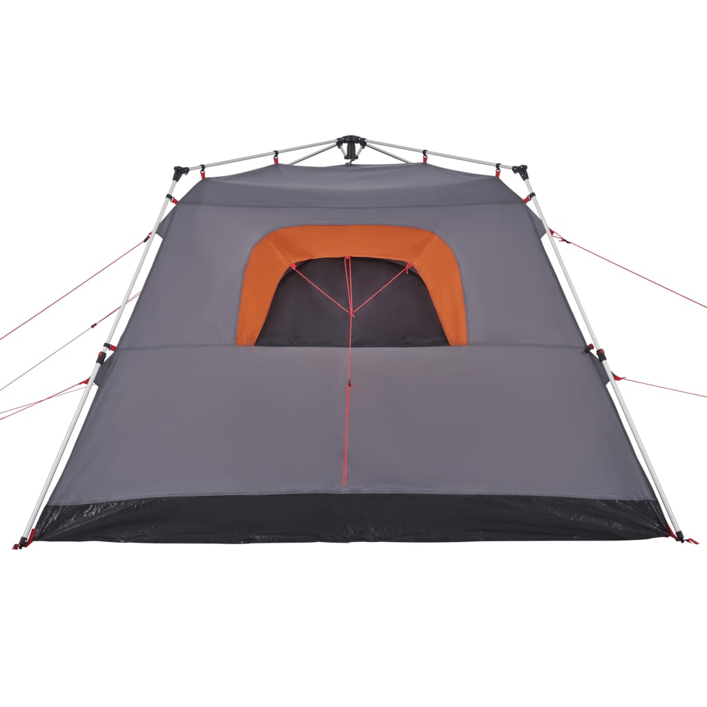 vidaXL Camping Tent Cabin 4-Person Grey and Orange Quick Release 4 Man Tent Cosy Camping Co.   