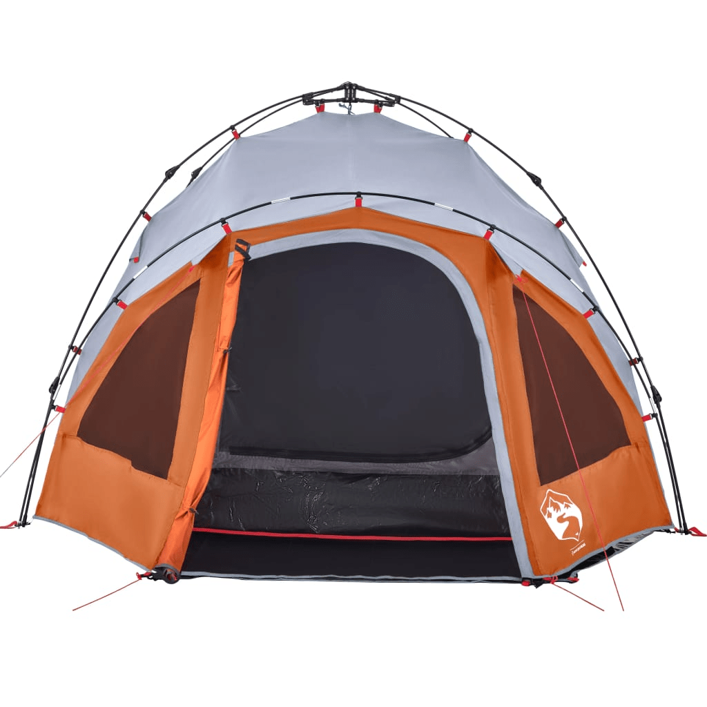 vidaXL Camping Tent Dome 3-Person Grey and Orange Quick Release 3 Man Tent Cosy Camping Co.   