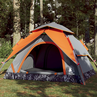 vidaXL Camping Tent Dome - 3-Person Grey and Orange Quick Release 3 Man Tent Cosy Camping Co. Grey  