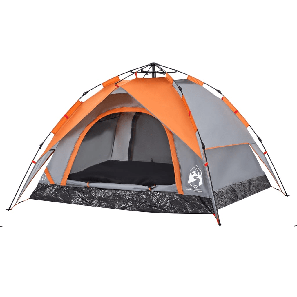 vidaXL Camping Tent Dome - 3-Person Grey and Orange Quick Release 3 Man Tent Cosy Camping Co.   