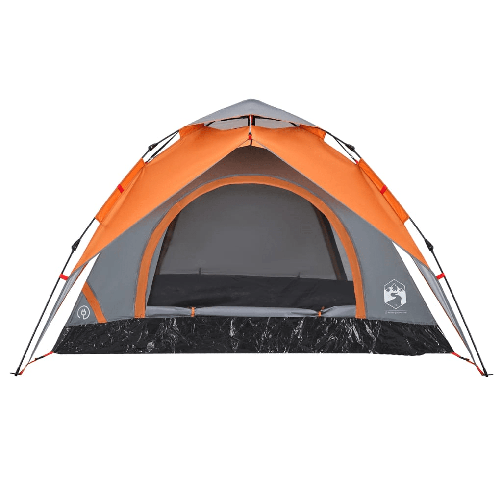 vidaXL Camping Tent Dome - 3-Person Grey and Orange Quick Release 3 Man Tent Cosy Camping Co.   