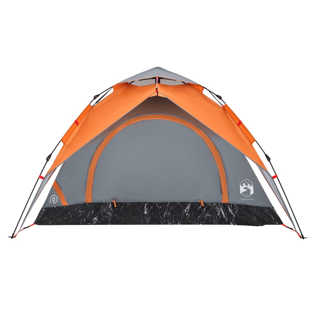 vidaXL Camping Tent Dome - 3-Person Grey and Orange Quick Release 3 Man Tent Cosy Camping Co.   