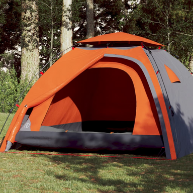 vidaXL Camping Tent Dome 4-Person Grey and Orange Quick Release - Waterproof, Easy Setup, Portable 4 Man Tent Cosy Camping Co. Grey  