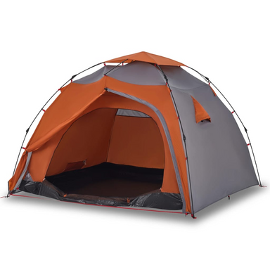 vidaXL Camping Tent Dome 4-Person Grey and Orange Quick Release - Waterproof, Easy Setup, Portable 4 Man Tent Cosy Camping Co.   