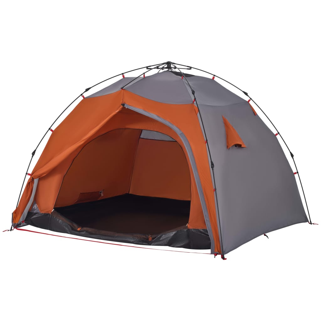 vidaXL Camping Tent Dome 4-Person Grey and Orange Quick Release - Waterproof, Easy Setup, Portable 4 Man Tent Cosy Camping Co.   