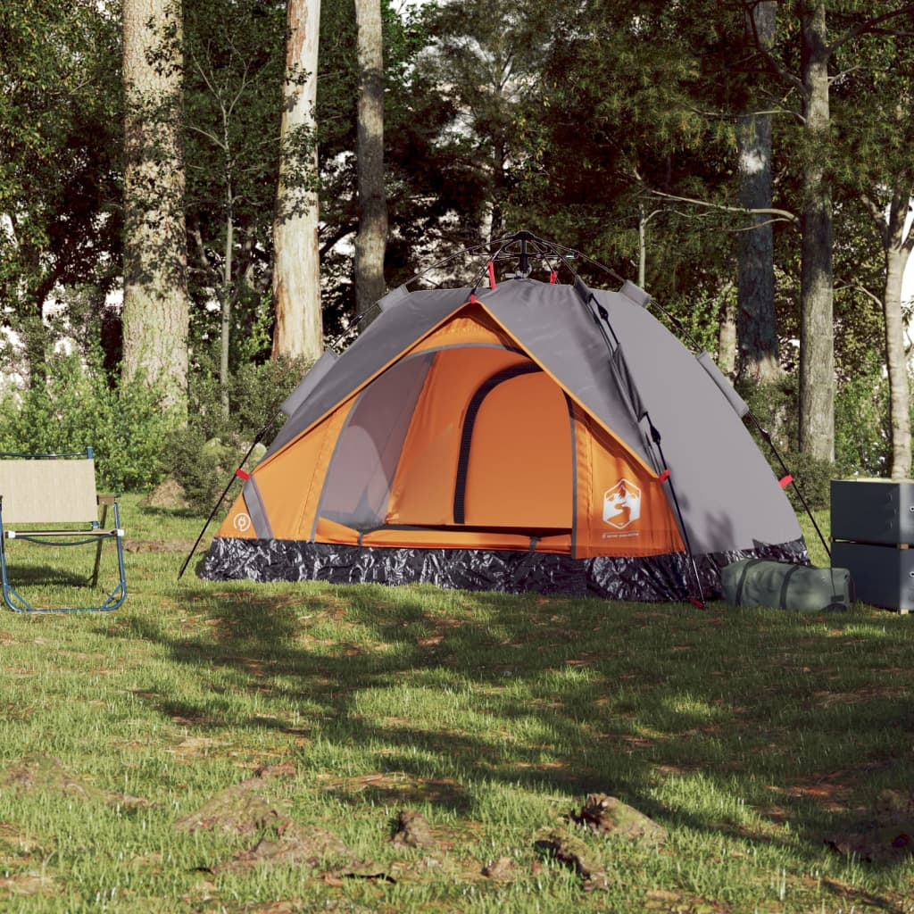 vidaXL Camping Tent Dome 2-Person Grey and Orange Quick Release - Waterproof, Easy Setup, Good Ventilation, Portable 2 Man Tent Cosy Camping Co.   