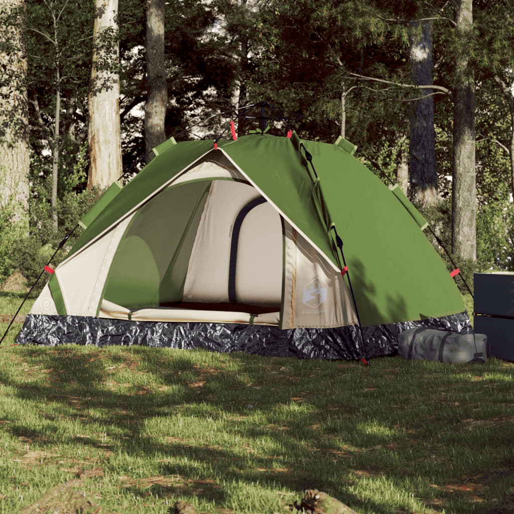vidaXL Camping Tent Dome 3-Person Green Quick Release - Stay Comfortable on Your Outdoor Adventures 3 Man Tent Cosy Camping Co. Green  