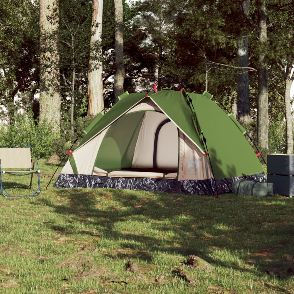 vidaXL Camping Tent Dome 3-Person Green Quick Release - Stay Comfortable on Your Outdoor Adventures 3 Man Tent Cosy Camping Co.   