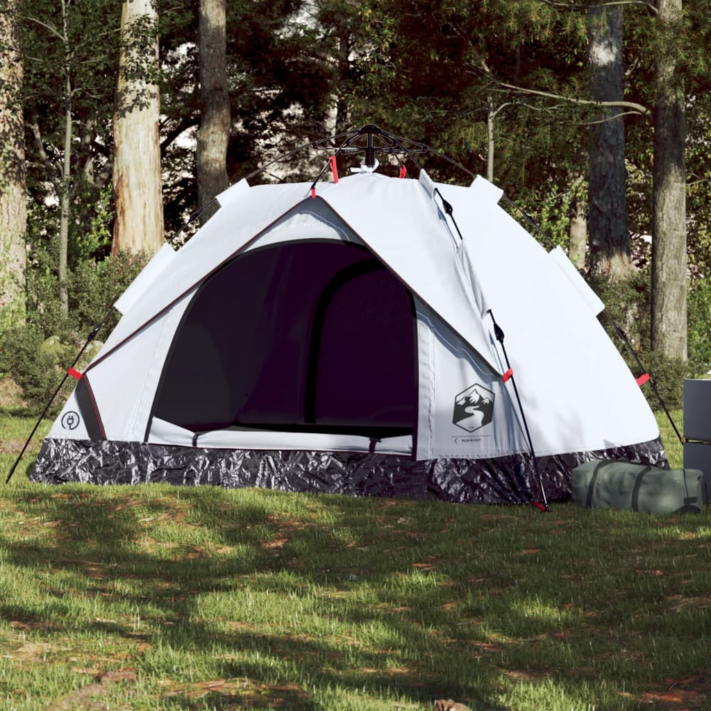 vidaXL Camping Tent Dome 2-Person | White Blackout Fabric | Quick Release 2 Man Tent Cosy Camping Co. White  
