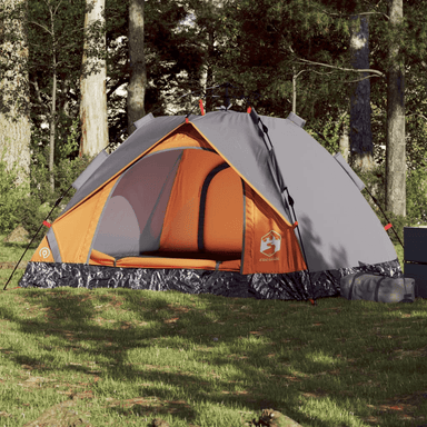 vidaXL Camping Tent Dome 3-Person Grey and Orange Quick Release - Waterproof, Easy Set-Up, Great Ventilation | Shop Now 3 Man Tent Cosy Camping Co. Grey  