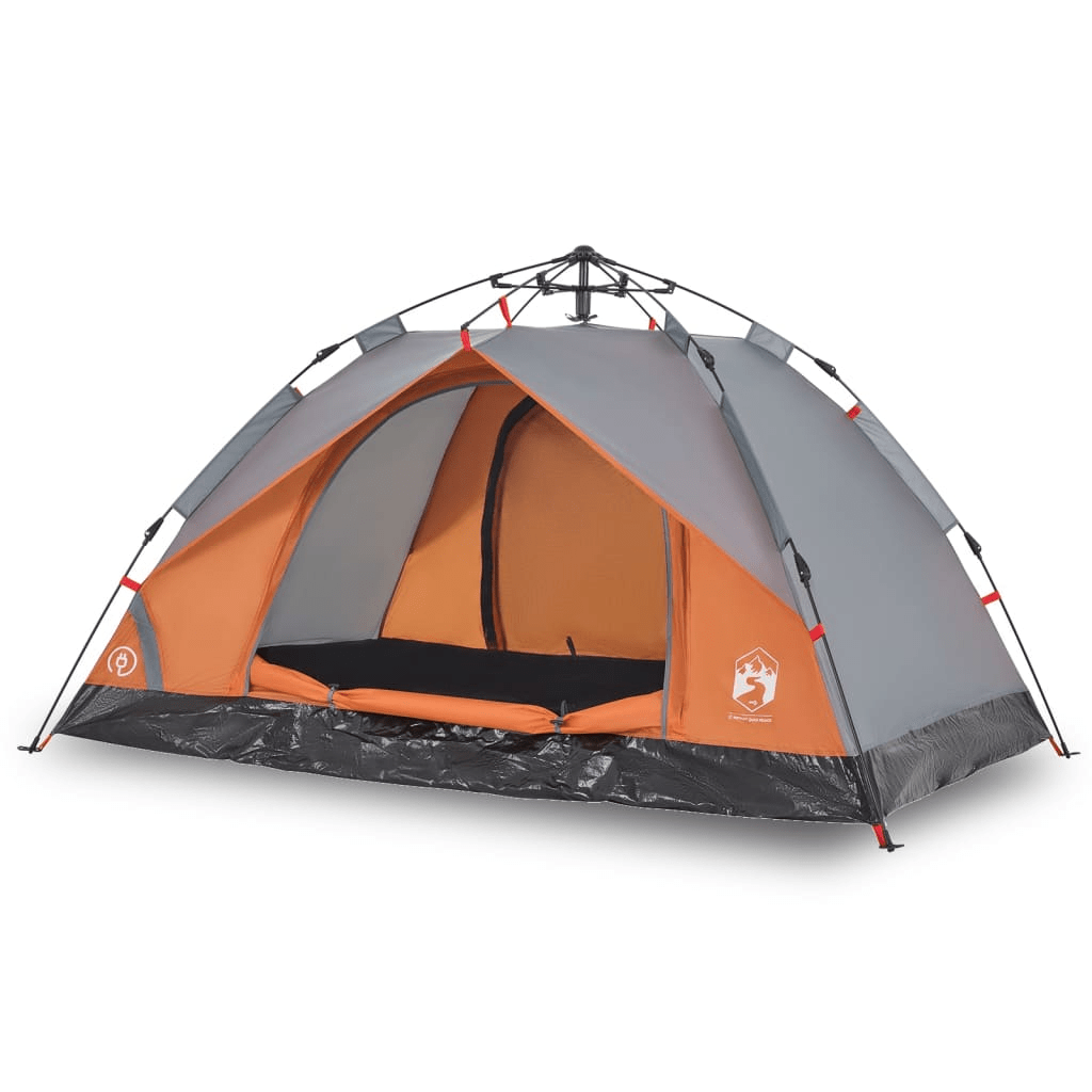 vidaXL Camping Tent Dome 3-Person Grey and Orange Quick Release - Waterproof, Easy Set-Up, Great Ventilation | Shop Now 3 Man Tent Cosy Camping Co.   