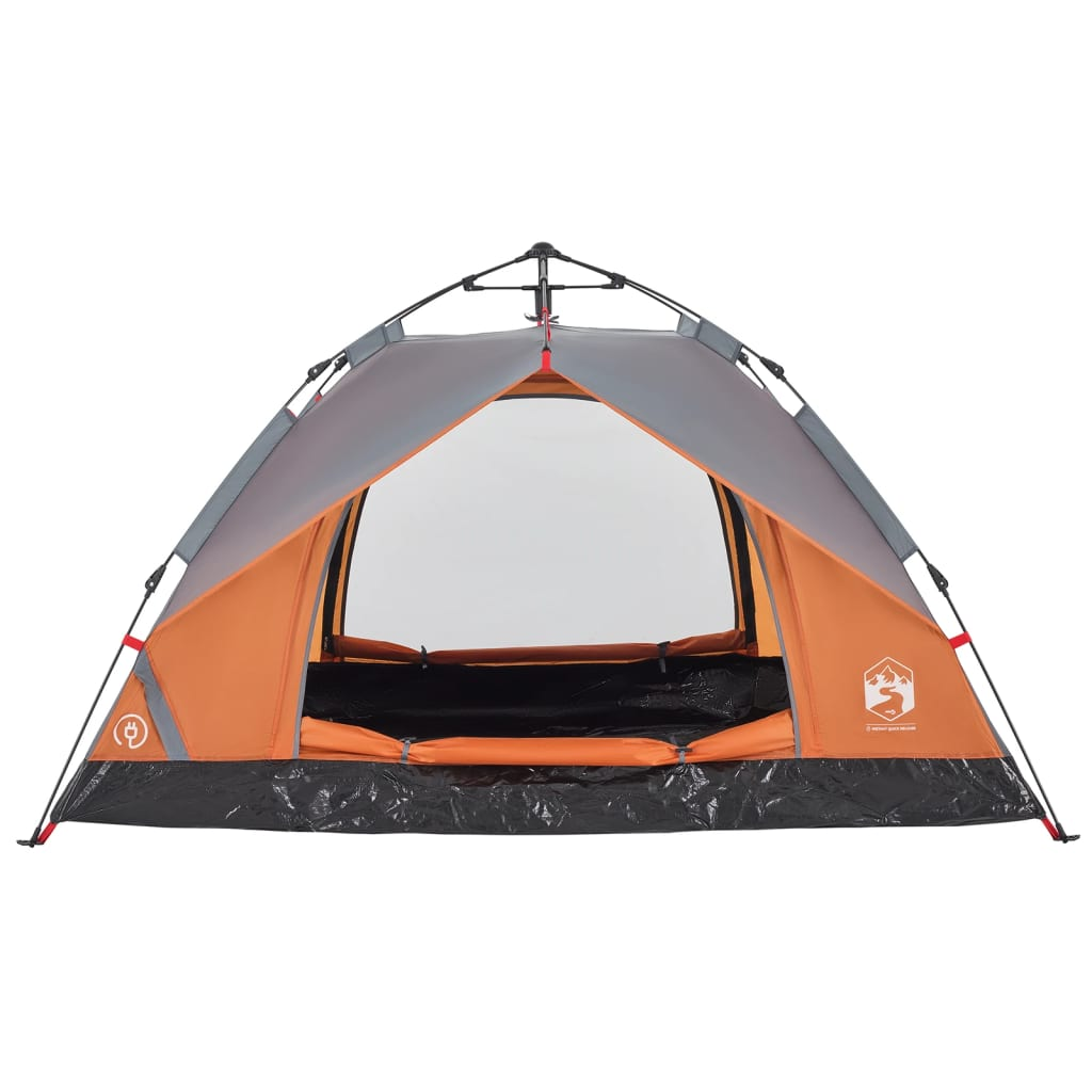 vidaXL Camping Tent Dome 3-Person Grey and Orange Quick Release - Waterproof, Easy Set-Up, Great Ventilation | Shop Now 3 Man Tent Cosy Camping Co.   