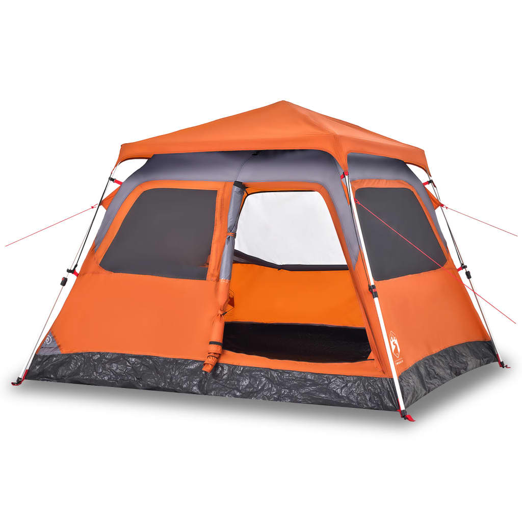 vidaXL Camping Tent Dome 4-Person Grey and Orange Quick Release 4 Man Tent Cosy Camping Co.   