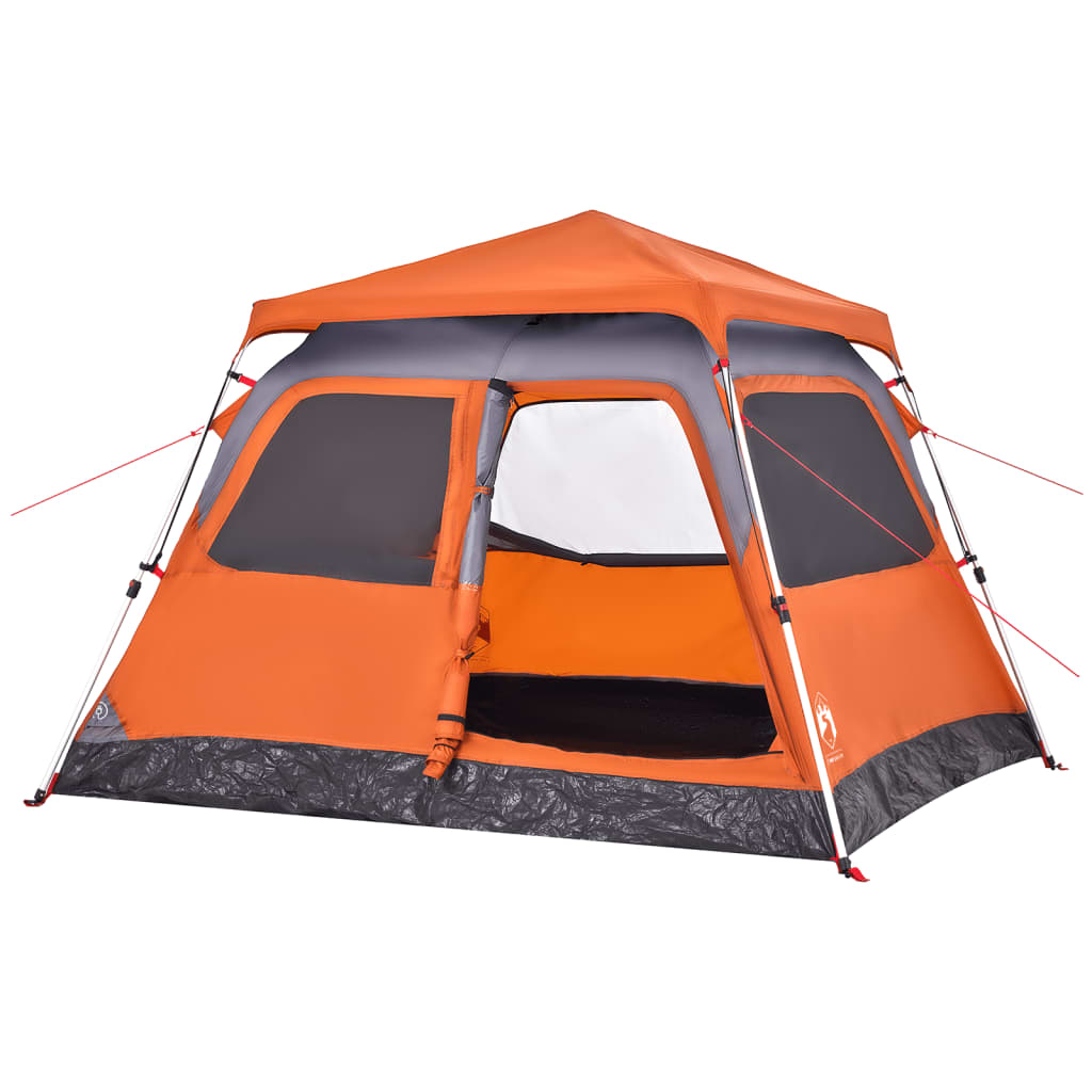 vidaXL Camping Tent Dome 4-Person Grey and Orange Quick Release 4 Man Tent Cosy Camping Co.   