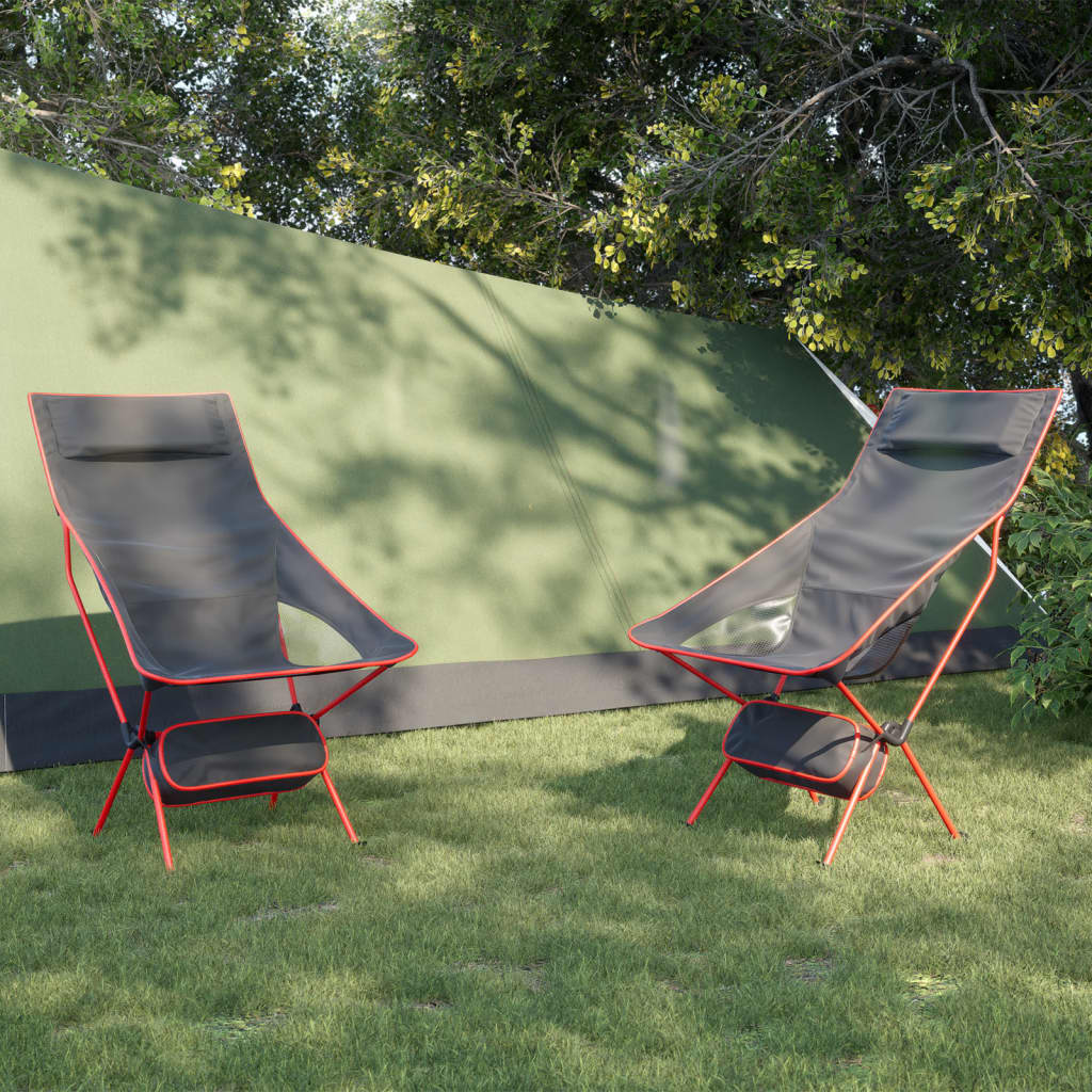 vidaXL Foldable Camping Chairs 2 pcs - Black Oxford Fabric and Aluminium Camping Chair Cosy Camping Co. Black  