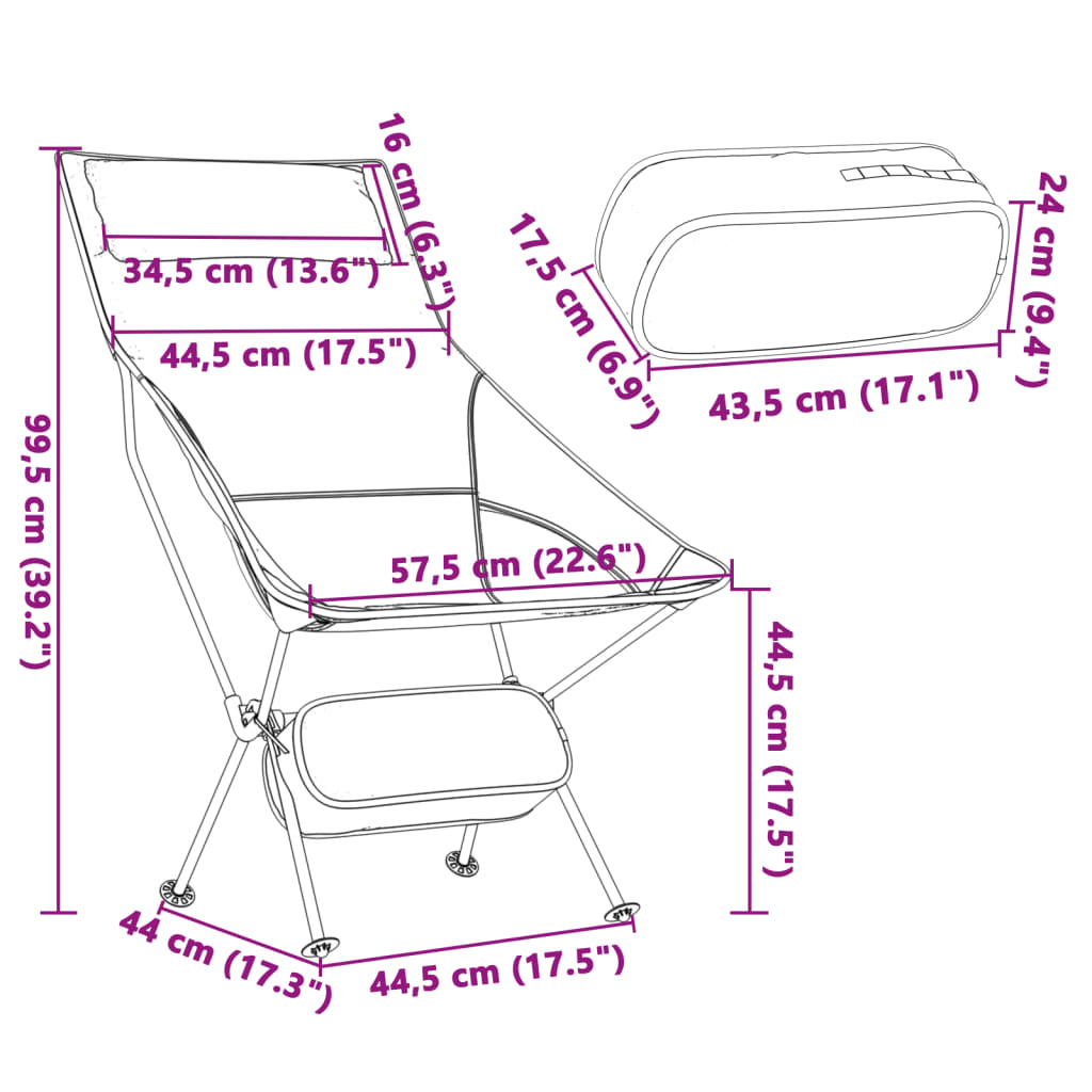 vidaXL Foldable Camping Chairs 2 pcs - Black Oxford Fabric and Aluminium Camping Chair Cosy Camping Co.   