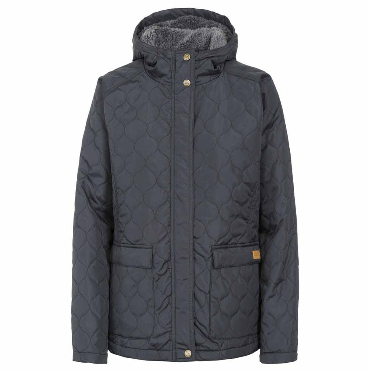 Trespass Ladies Tempted Jacket - Quilted Design, Lightly Padded, Fleece Lined Hood Womens Jacket Cosy Camping Co. BLACK S 