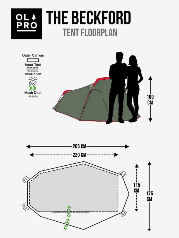 Beckford Lightweight 2 Person Tent 2 Man Tent OLPRO   