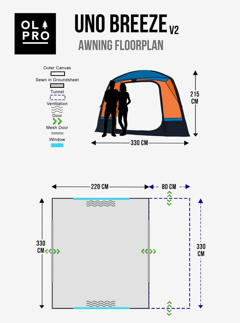 Uno Breeze v2 Campervan Awning Campervan Awning OLPRO   